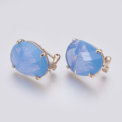 Faceted Glass Stud Earring Findings GLAA-F084-D-1