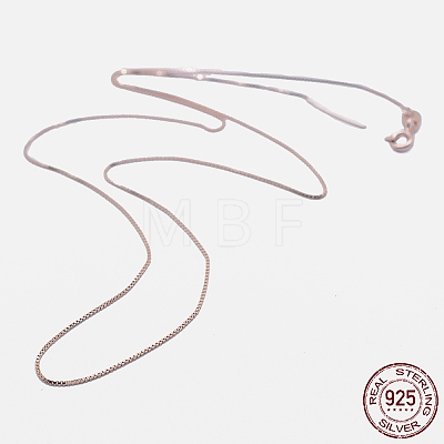 925 Sterling Silver Box Chain Necklaces STER-F039-45cm-05RG-1