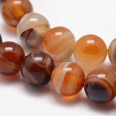 Natural Striped Agate/Banded Agate Bead Strands G-K166-13-10mm-02-1