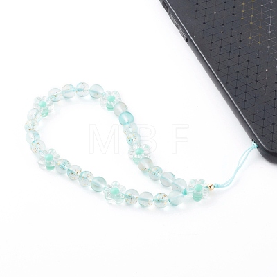 Frosted Round Spray Painted Glass Beaded Mobile Straps HJEW-JM00467-02-1