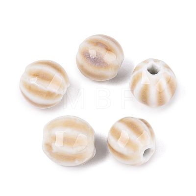 Vintage Porcelain Corrugated Beads PORC-N013-11T-1