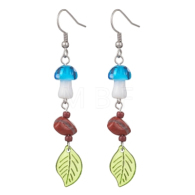 3 Pairs Lampwork Mushroom Dangle Earrings EJEW-JE06714-1