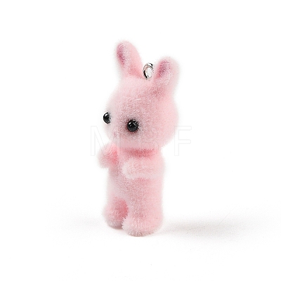 Flocking Resin Cute Bunny Pendants MACR-P043-J02-1