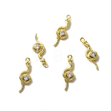 Brass Micro Pave Clear Cubic Zirconia Pendants KK-S505-03G-01-1
