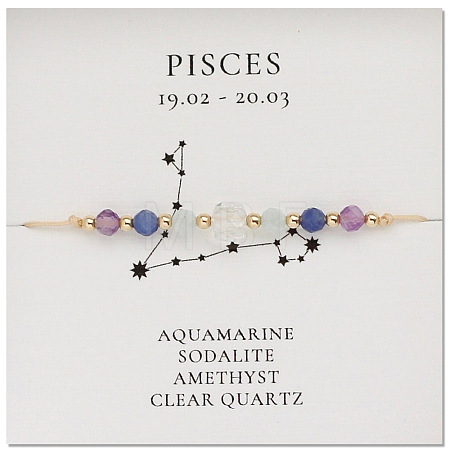 Natural stone constellation bracelet with 12 zodiac signs X-NR2952-8-1