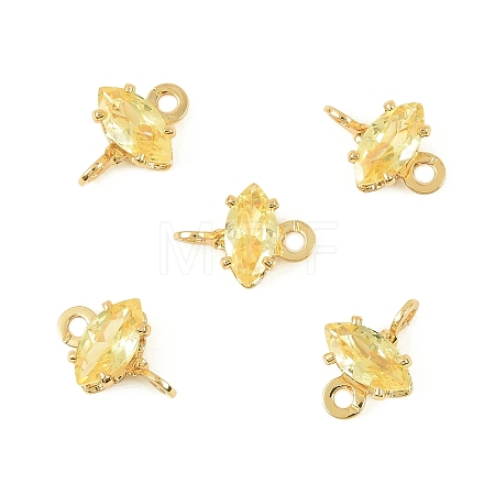 Brass Pave Cubic Zirconia Horse Eye Connector Charms KK-P347-03G-02-1