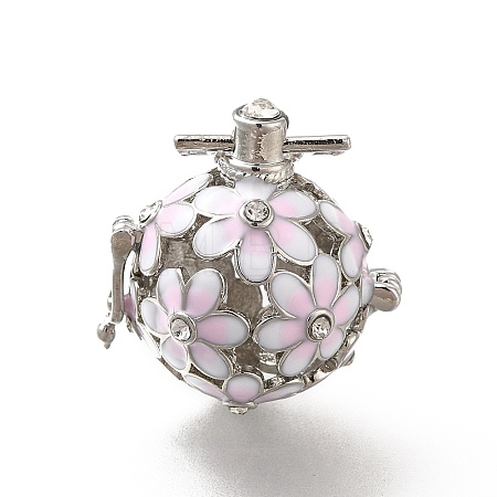 Alloy Crystal Rhinestone Bead Cage Pendants ENAM-M047-02P-D-1