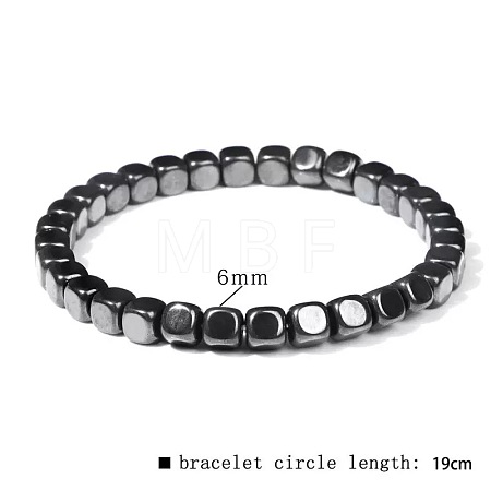 Synthetic Non-magnetic Hematite Beads Stretch Bracelets for Men RL7655-22-1