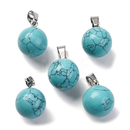 Round Synthetic Turquoise Pendants G-Q434-21-1