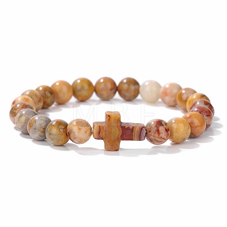 Natural Crazy Agate Round Beads Stretch Bracelets YG0612-8-1