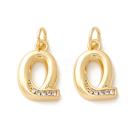 Rack Plating Eco-friendly Brass Micro Pave Clear Cubic Zirconia Charms KK-D072-01G-Q-NR-1