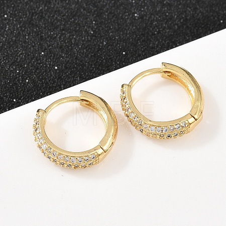 Brass Clear Cubic Zirconia Hoop Earrings EJEW-A156-08B-G-1