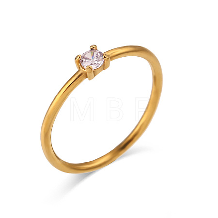 Flat Round 304 Stainless Steel Micro Pave Cubic Zirconia Finger Rings FS-WG2DA17-30-1