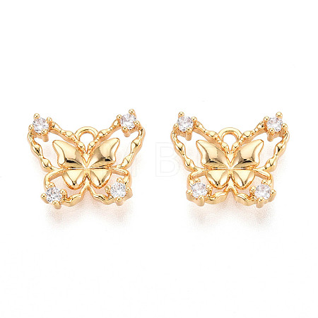 Brass Micro Pave Cubic Zirconia Charms KK-N263-77A-G-1