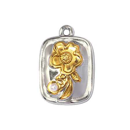 304 Stainless Steel & ABS Imitation Pearl Pendants STAS-OY013-47G-1