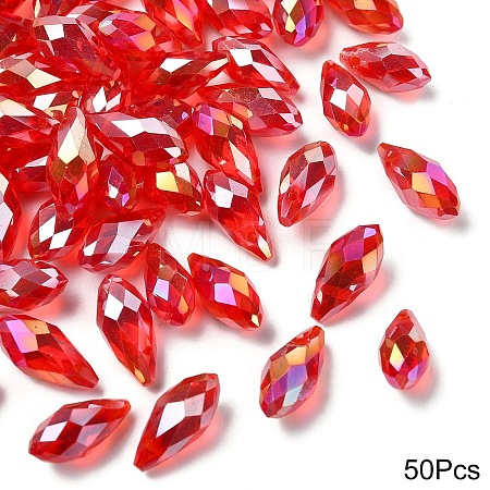 50Pcs Electroplate Glass Faceted Teardrop Beads EGLA-YW0005-17C-1