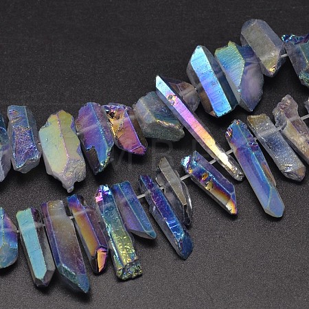 Electroplated Natural Quartz Crystal Beads Strands G-A142-03D-1