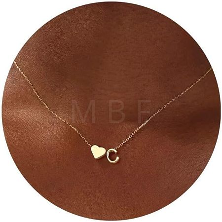 Simple Style Adjustable 316L Surgical Stainless Steel Heart and Initial Pendant Necklaces for Women WG95AEF-03-1