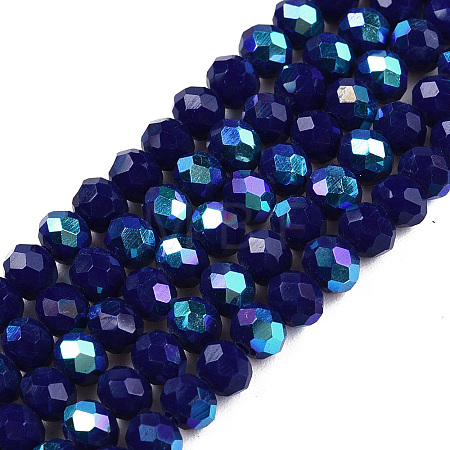 Electroplate Opaque Solid Color Glass Beads Strands EGLA-A044-P4mm-L07-1