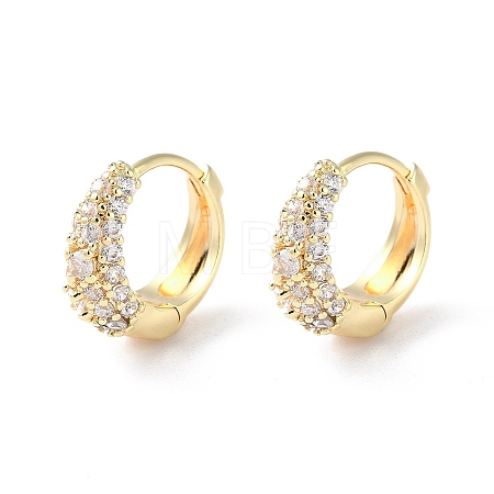 Brass Micro Pave Cubic Zirconia Hoop Earrings EJEW-P259-16G-1