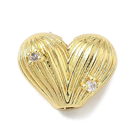 Brass Micro Pave Clear Cubic Zirconia Beads KK-I476-19G-1