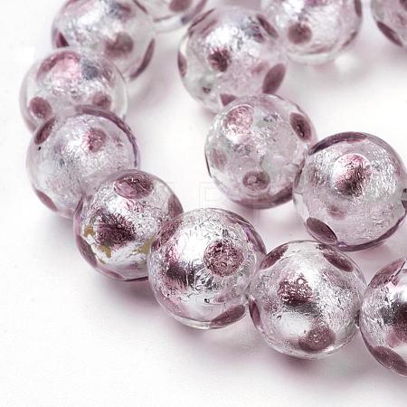 Handmade Silver Foil Lampwork Beads Strands FOIL-L016-D03-1