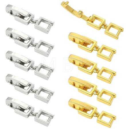 10Pcs 2 Colors Brass Fold Over Clasps KK-CJ0005-87-1