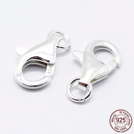 Anti-Tarnish Rhodium Plated 925 Sterling Silver Lobster Claw Clasps X-STER-K167-074D-P-1