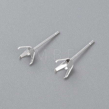 304 Stainless Steel Prong Earring Settings X-STAS-O098-06S-03-1