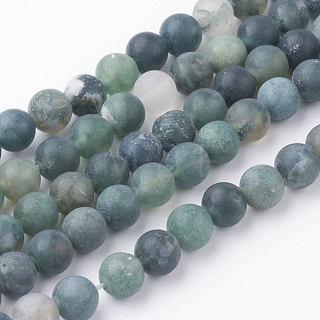 Natural Moss Agate Bead Strands G-G735-62F-6mm-1