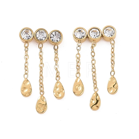 304 Stainless Steel Tassel Chain Stud Earrings EJEW-C055-04G-1