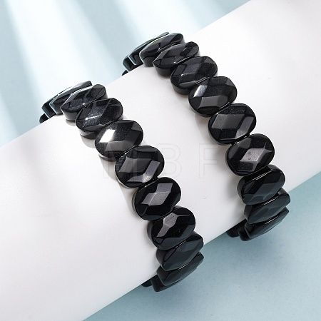 Natural Obsidian Faceted Beaded Stretch Bracelets for Women BJEW-K251-07J-1