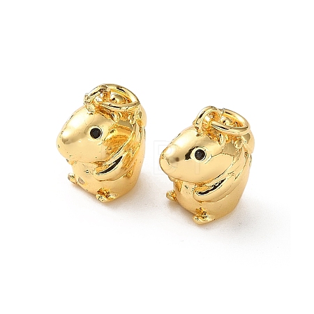 Brass Micro Pave Black Cubic Zirconia Charms CU-CBA03AF-02G-1
