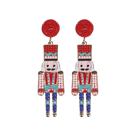 Cartoon Soldier Shape Alloy Enamel Dangle Stud Earrings FS-WGA682D-03-1