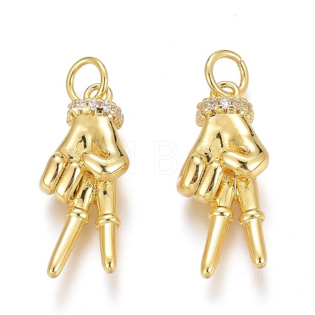 Brass Micro Pave Clear Cubic Zirconia ASL Pendants X-ZIRC-Z008-32G-1