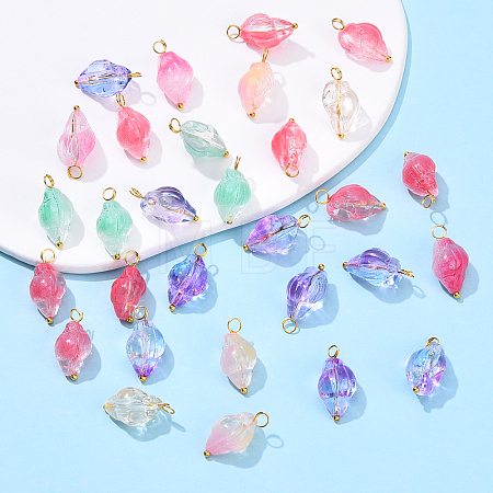 10Pcs Transparent Spray Paint Glass Pendants PALLOY-YW00060-11A-1