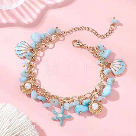 Natural White Jade Chip Beads Bracelets BJEW-JB13155-01-1