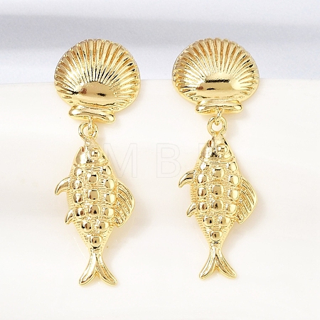 Brass Dangle Earrings EJEW-D352-06G-03-1