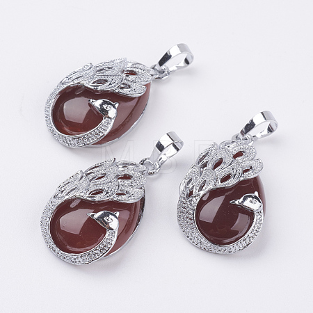 Natural Carnelian Pendants X-G-E442-04O-1