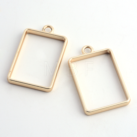 Matte Style Rack Plating Alloy Rectangle Open Back Bezel Pendants PALLOY-S047-28C-FF-1