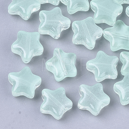 Transparent Spray Painted Glass Beads X-GLAA-N035-01-A05-1