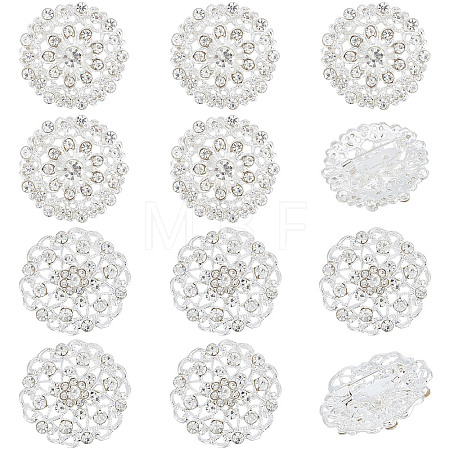 10Pcs 2 Style Crystal Rhinestone Flower Brooch Pin JEWB-GF0001-30-1
