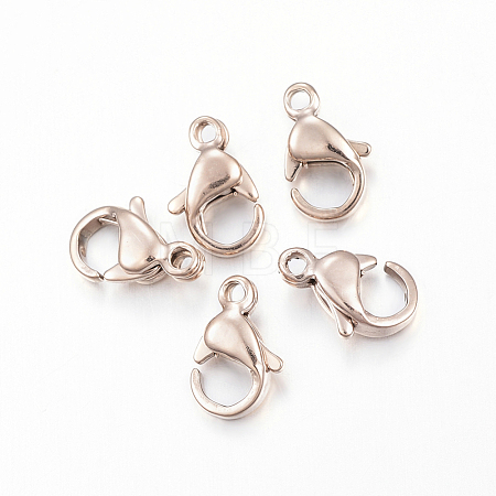 Ion Plating(IP) 304 Stainless Steel Lobster Claw Clasps X-STAS-H353-A-02RG-1