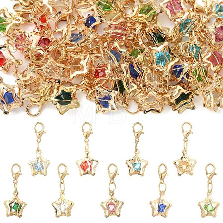 45Pcs 9 Colors Iron Rhinestone Pendant Decorations HJEW-YW00500-1
