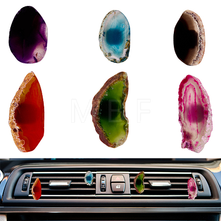 6Pcs 6 Styles Natural Agate Car Air Vent Clips HJEW-OC00061-1