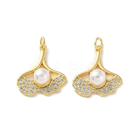Brass Micro Pave Clear Cubic Zirconia Charms KK-P351-03A-G-1