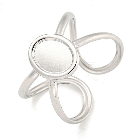Non-Tarnish 304 Stainless Steel Oval Cuff Ring Components X-RJEW-A043-07P-1