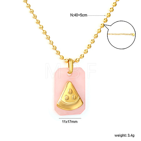 304 Stainless Steel Rectangle with Fruit Pendant Ball Chain Necklaces WGDAD40-05-1