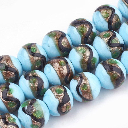 Handmade Gold Sand Lampwork Beads LAMP-T006-02J-1