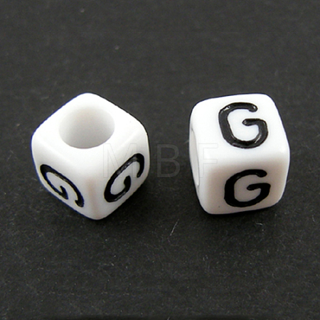 Letter Acrylic European Large Hole Beads X-OPDL-R050-10mm-G-1